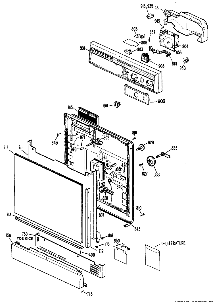 Section Diagram and Parts List for HDA110S-55WA  Hotpoint Dishwasher