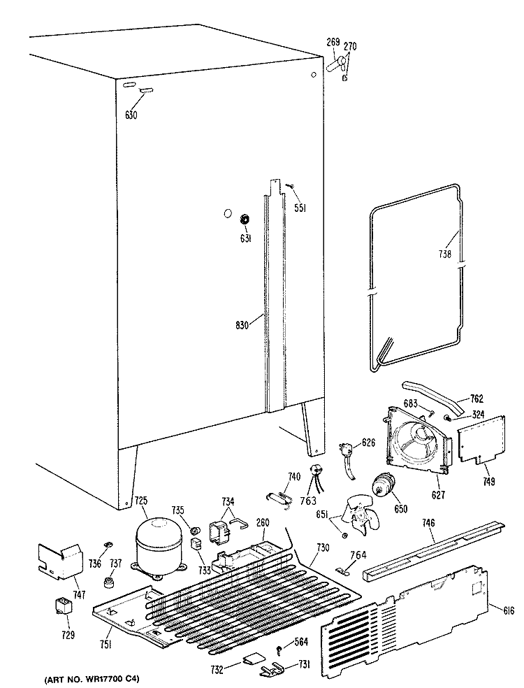 Section Diagram and Parts List for CSE20ERAWH  Hotpoint Refrigerator