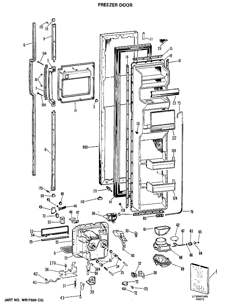FREEZER DOOR Diagram and Parts List for CSE27DRAWH  Hotpoint Refrigerator