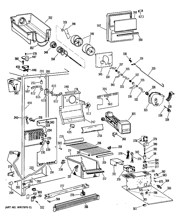 Section Diagram and Parts List for CSE27DRAWH  Hotpoint Refrigerator