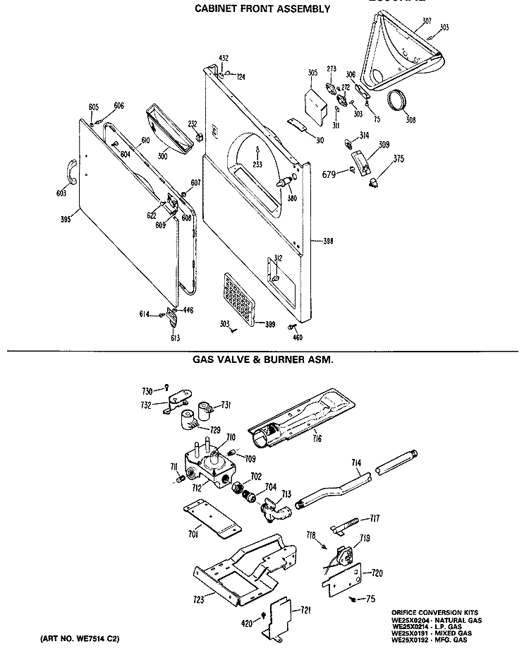 CABINET FRONT ASSEMBLY Diagram and Parts List for DLL2650RAL  Hotpoint Dryer
