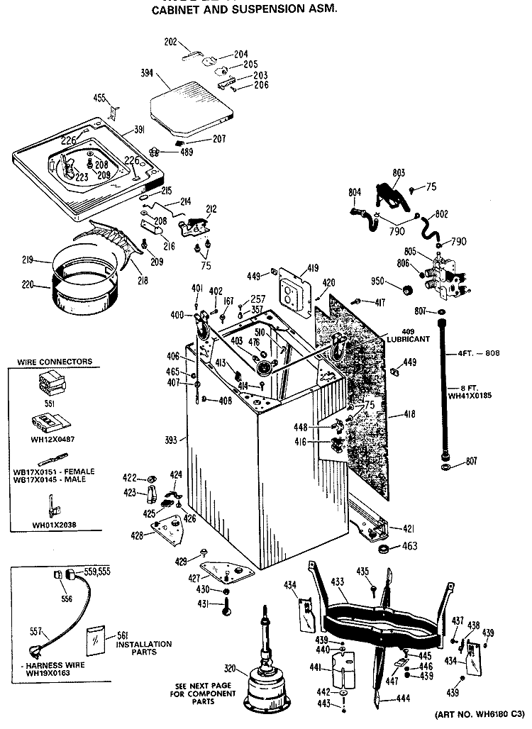 CABINET AND SUSPENSION ASM. Diagram and Parts List for WLW3700BPL  Hotpoint Washer