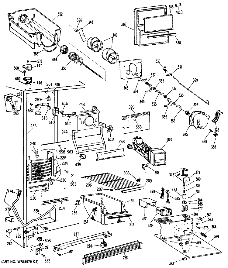 Section Diagram and Parts List for CSX20GWSAWH  Hotpoint Refrigerator