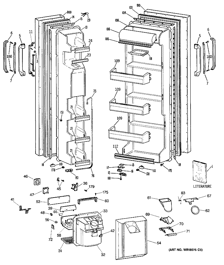 Section Diagram and Parts List for CSX22BRSAAD  Hotpoint Refrigerator