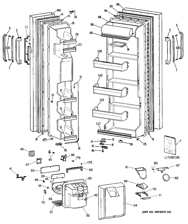 Section Diagram and Parts List for CSX22GRSAWH  Hotpoint Refrigerator