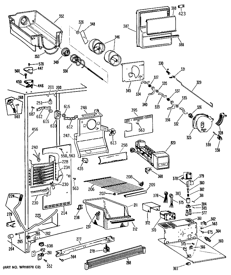 Section Diagram and Parts List for CSX22GRSAWH  Hotpoint Refrigerator