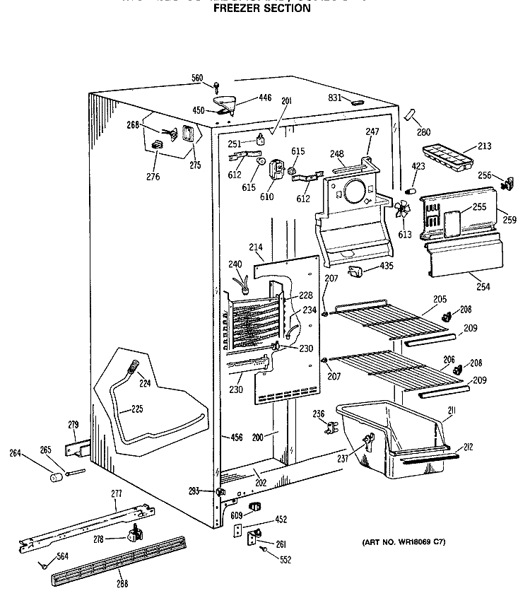 FREEZER SECTION Diagram and Parts List for CSX22GASAAD  Hotpoint Refrigerator