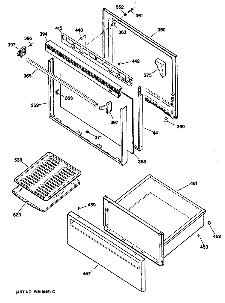 Section Diagram and Parts List for RB532G*R2  Hotpoint Range