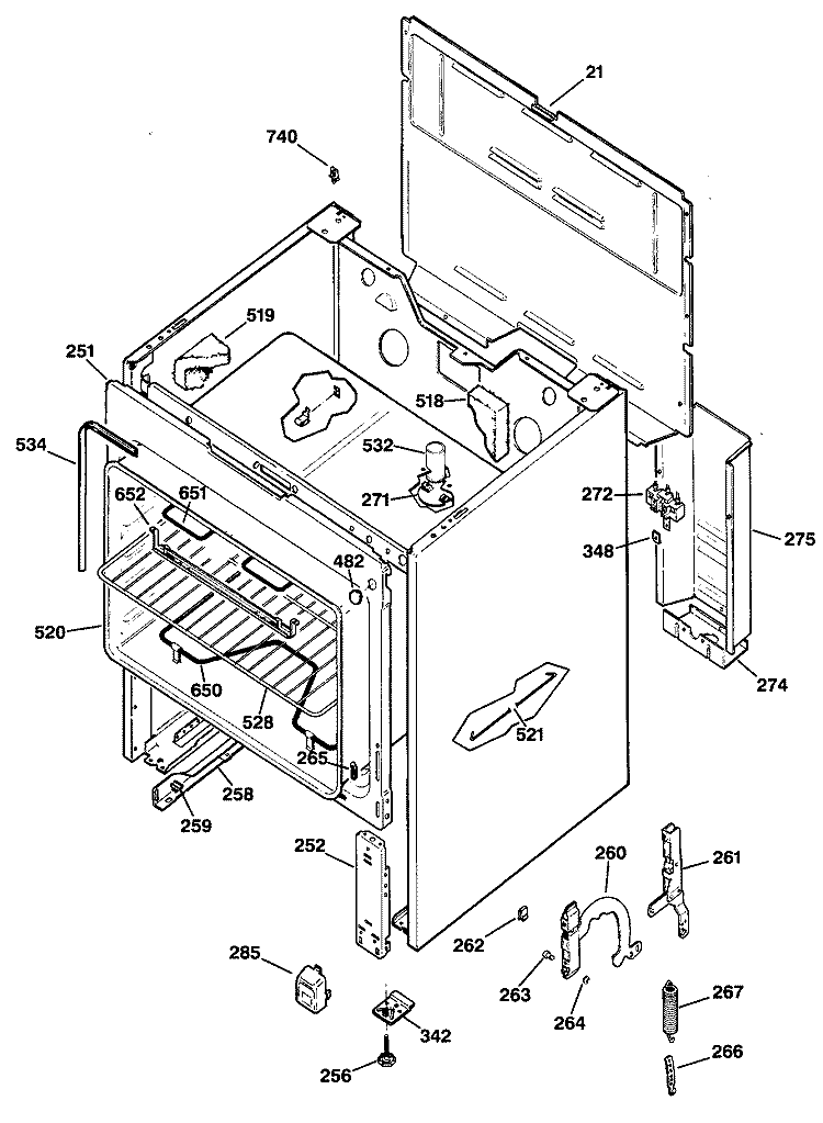 Section Diagram and Parts List for RB526S1  Hotpoint Range
