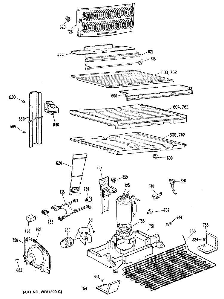 Section Diagram and Parts List for CTX21GRBRWH  Hotpoint Refrigerator