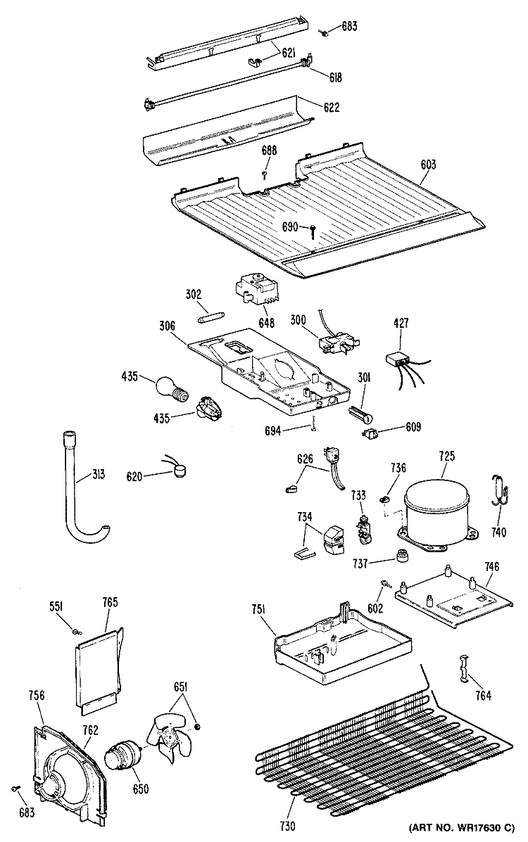 Section Diagram and Parts List for CTX16CPGRAD  Hotpoint Refrigerator