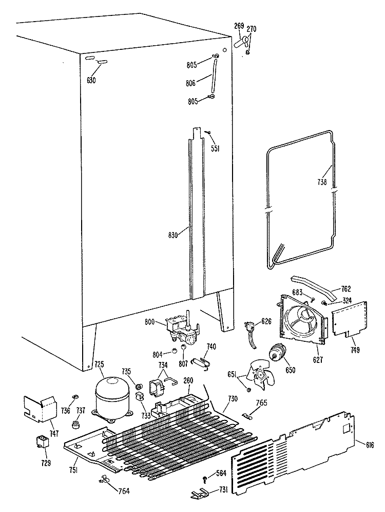 Section Diagram and Parts List for CSC22GRSAWH  Hotpoint Refrigerator