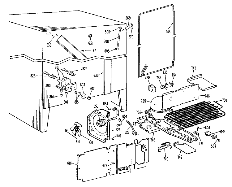 Section Diagram and Parts List for CSXC24XLL  General Electric Refrigerator