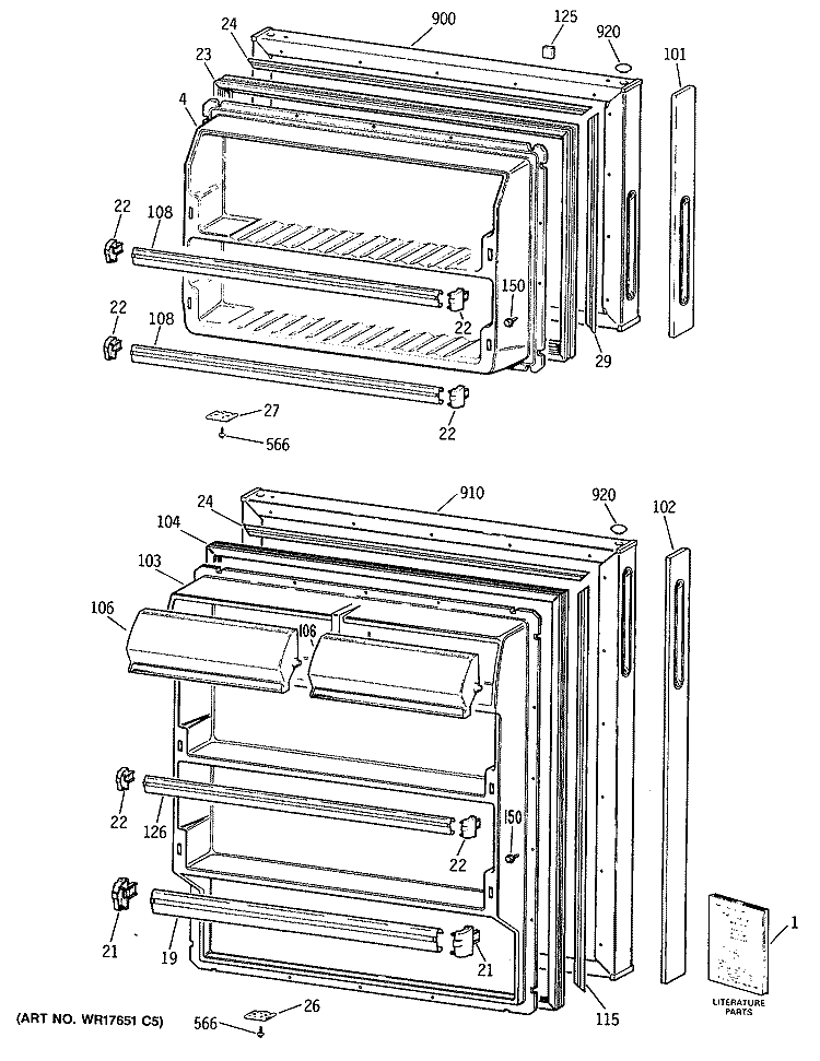 Section Diagram and Parts List for CTE14CYSJRWH  Hotpoint Refrigerator