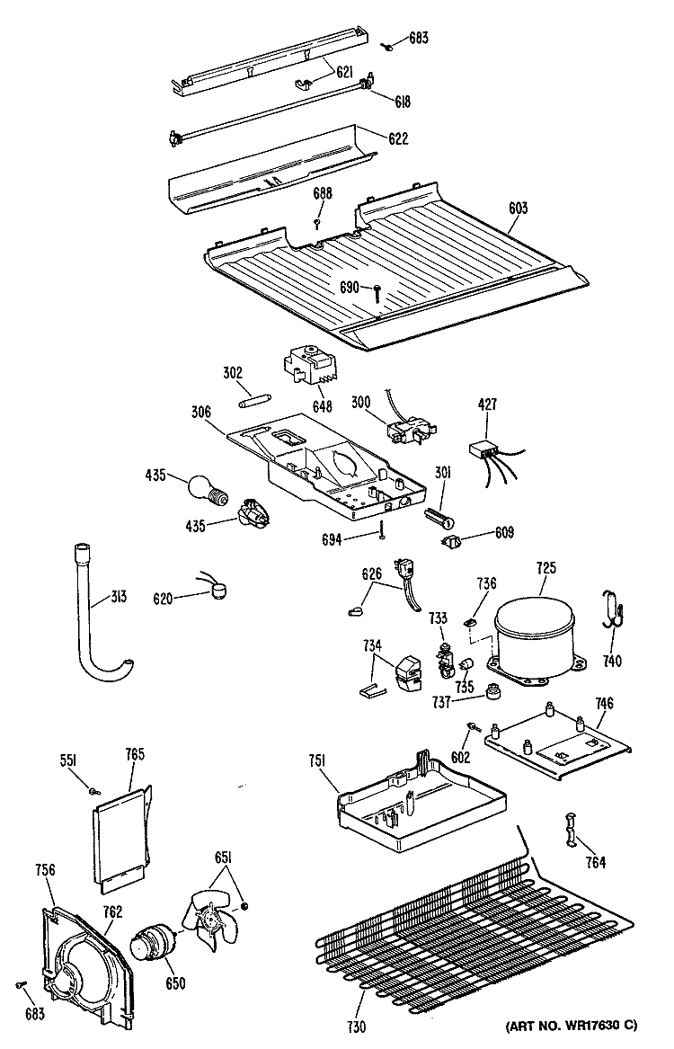 Section Diagram and Parts List for CTX14CASDRAD  Hotpoint Refrigerator