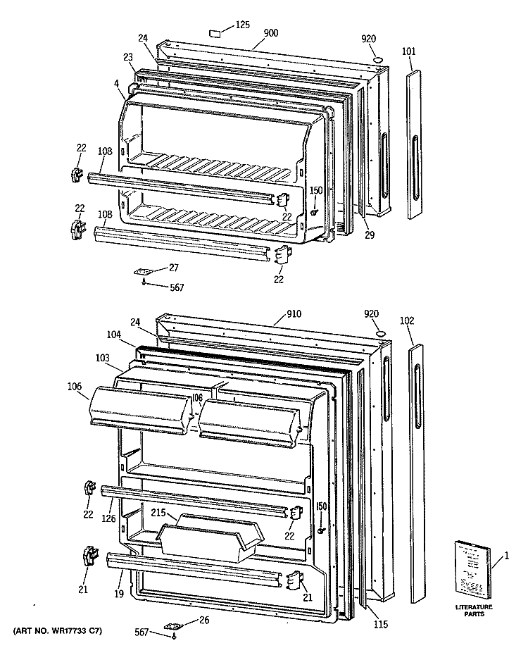 Section Diagram and Parts List for CTX16BYSDRWH  Hotpoint Refrigerator