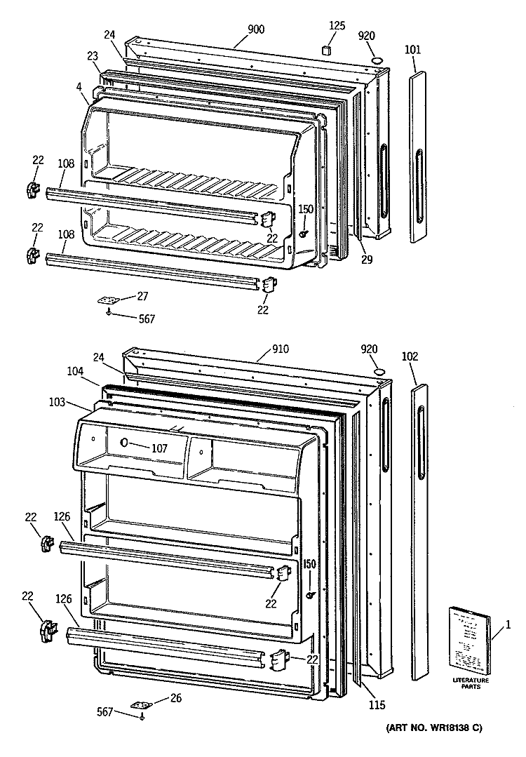 Section Diagram and Parts List for CTX14LYSFRWH  Hotpoint Refrigerator