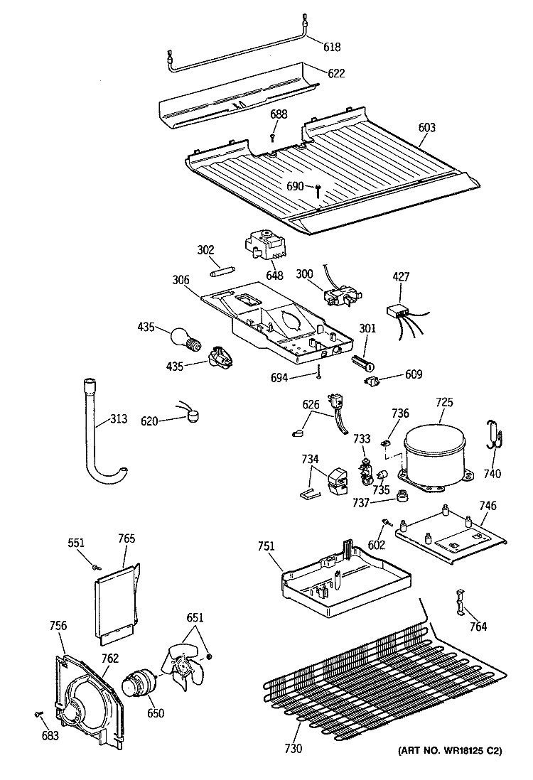 Section Diagram and Parts List for CTX14LYSFRWH  Hotpoint Refrigerator