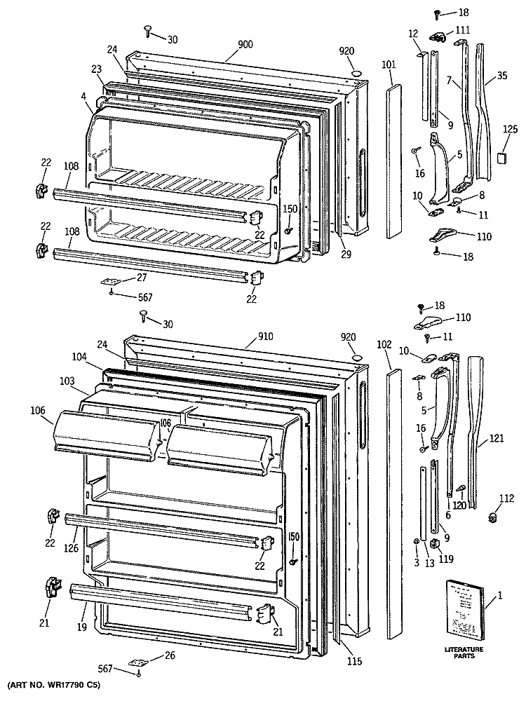 Section Diagram and Parts List for CTX16CISFLWH  Hotpoint Refrigerator