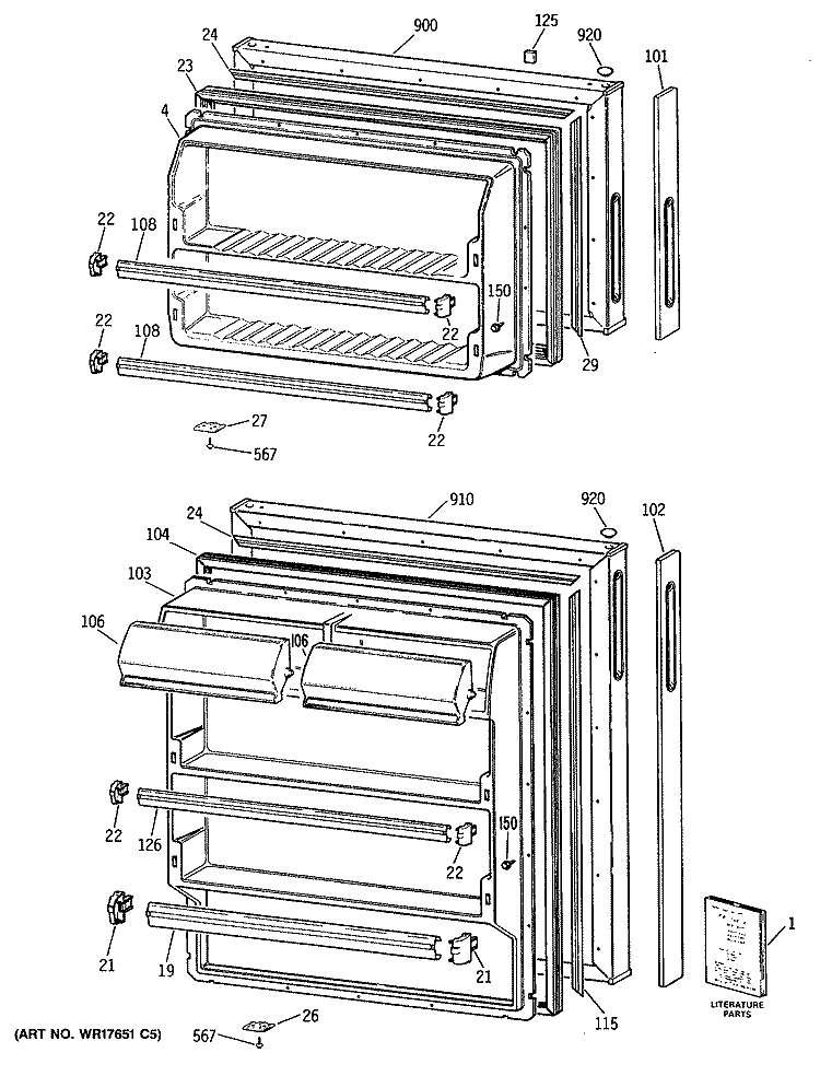 Section Diagram and Parts List for CTX16CYSDLAD  Hotpoint Refrigerator