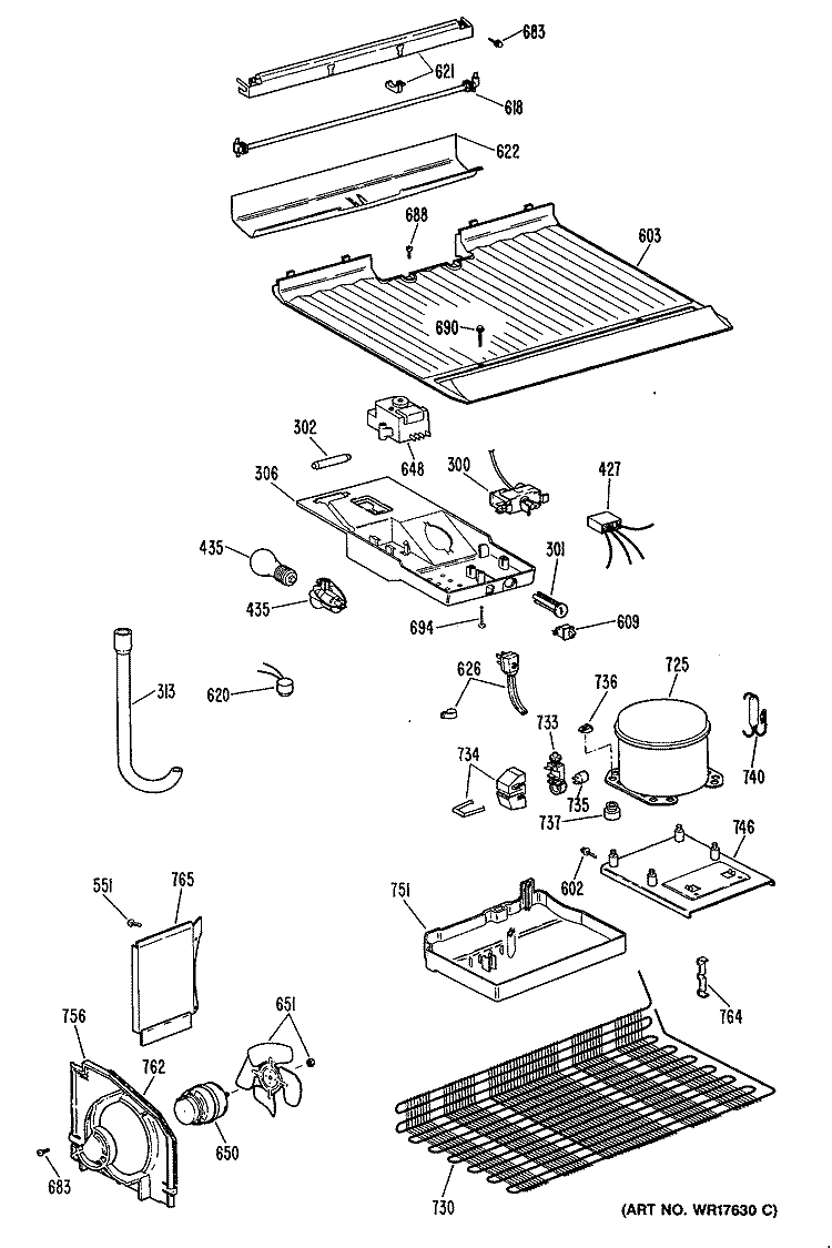Section Diagram and Parts List for CTX16CYSDLAD  Hotpoint Refrigerator