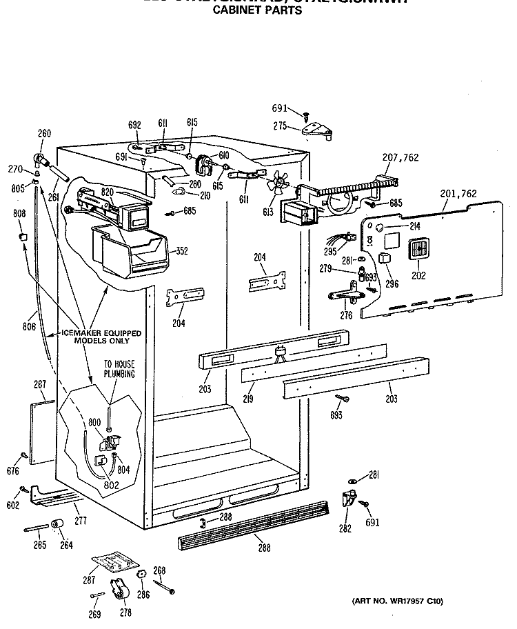 CABINET PARTS Diagram and Parts List for CTX21GISNRWH  Hotpoint Refrigerator