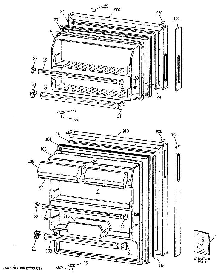 Section Diagram and Parts List for CTX16EYSFRAD  Hotpoint Refrigerator