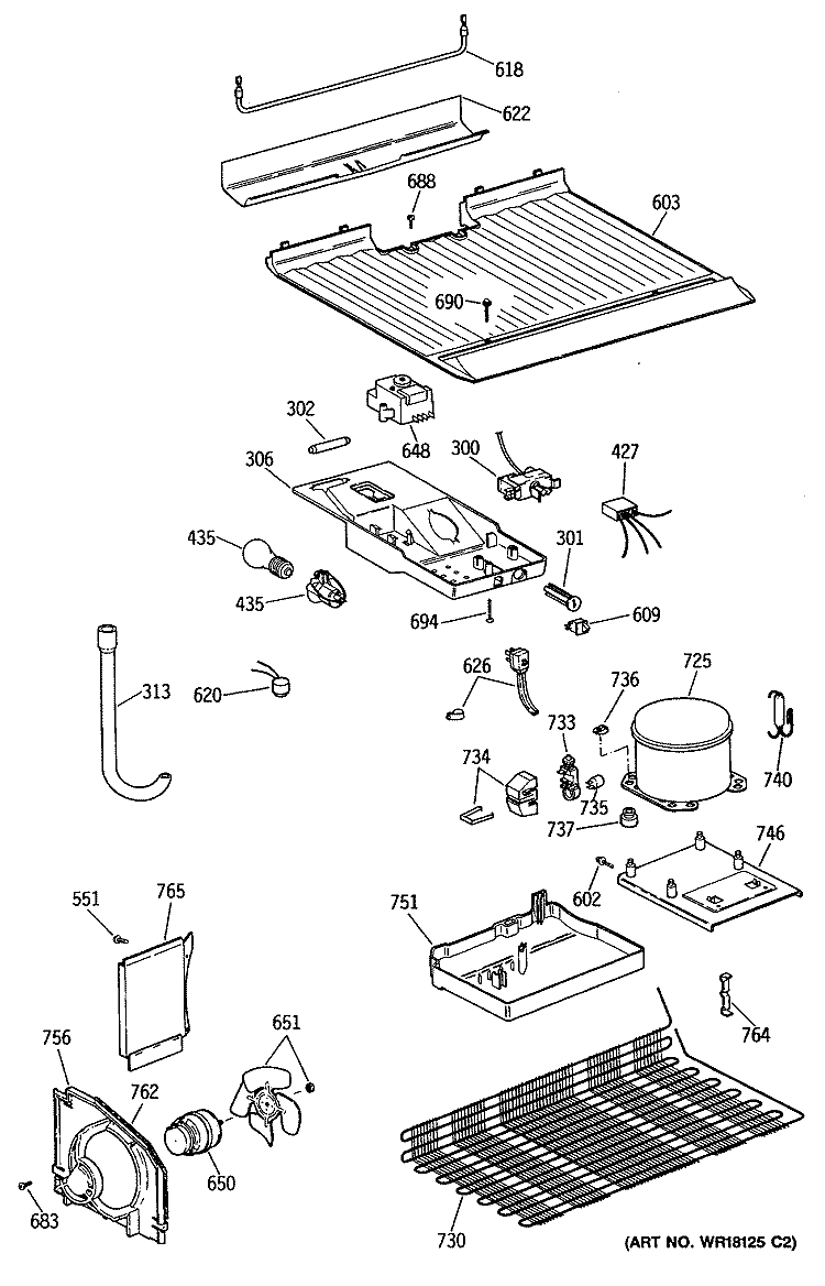Section Diagram and Parts List for CTX16EYSFRAD  Hotpoint Refrigerator