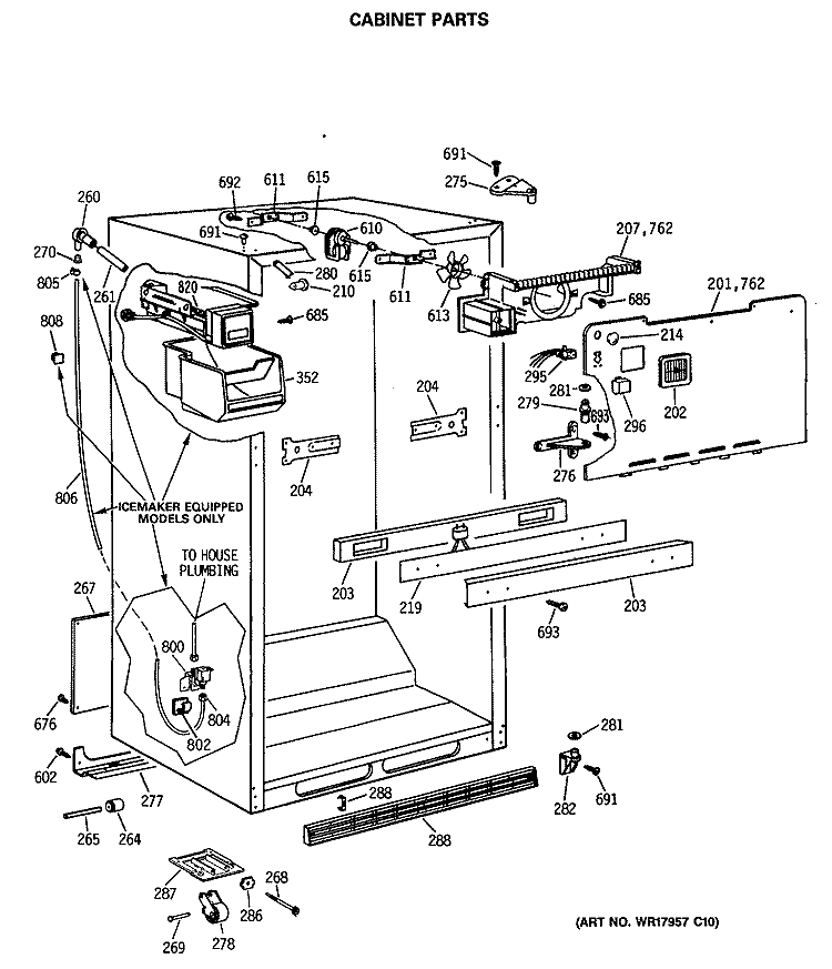 CABINET PARTS Diagram and Parts List for CTX21GASMRWW  Hotpoint Refrigerator
