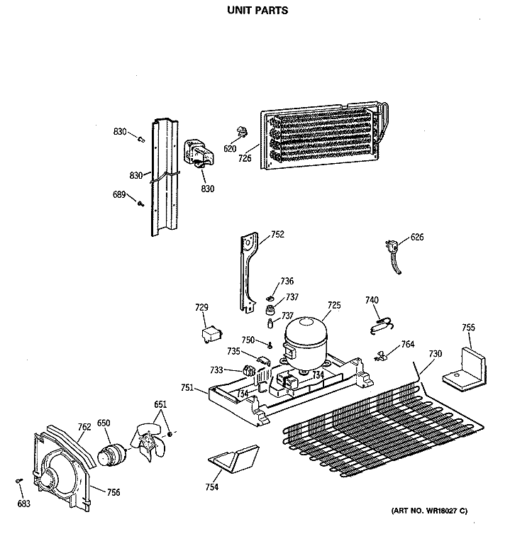 UNIT PARTS Diagram and Parts List for CTX21GASMRWW  Hotpoint Refrigerator