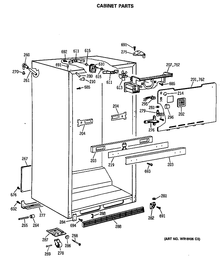 CABINET PARTS Diagram and Parts List for CTX21BASMRAD  Hotpoint Refrigerator