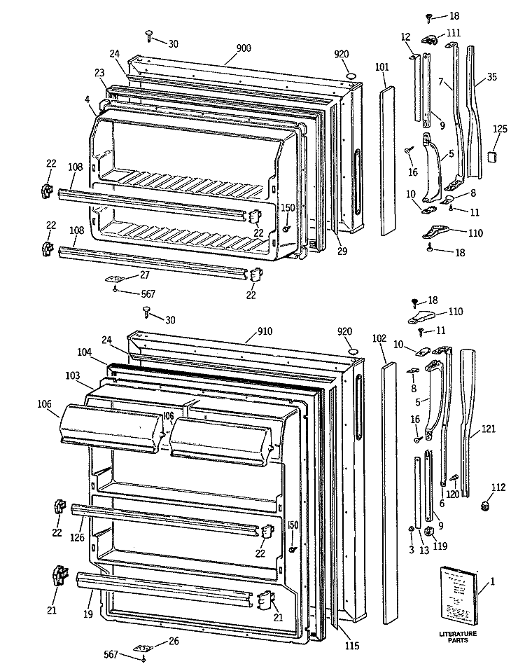 Section Diagram and Parts List for CTX14CASJRAD  Hotpoint Refrigerator