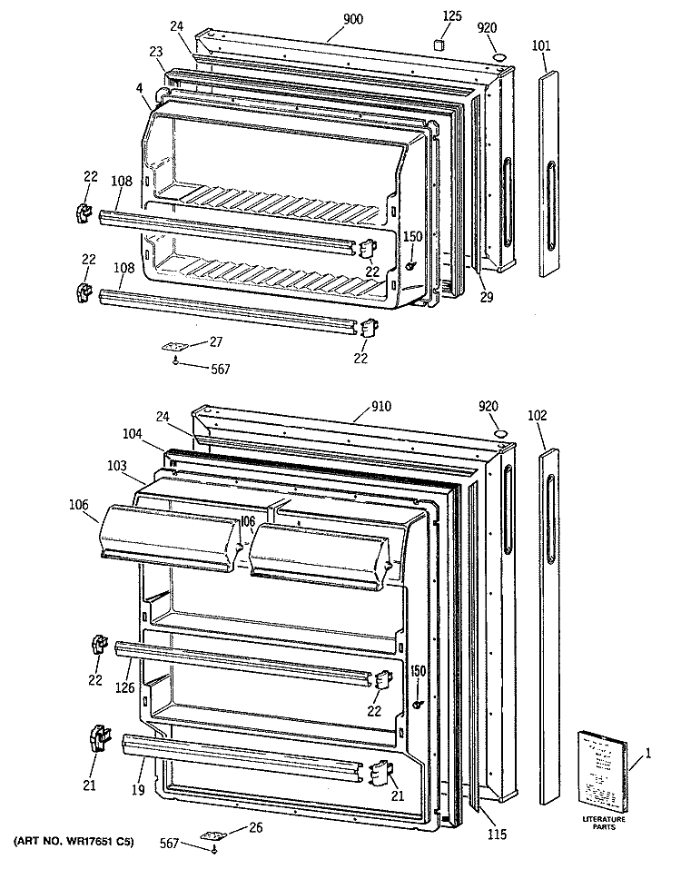 Section Diagram and Parts List for CTH16CYSKLWH  Hotpoint Refrigerator