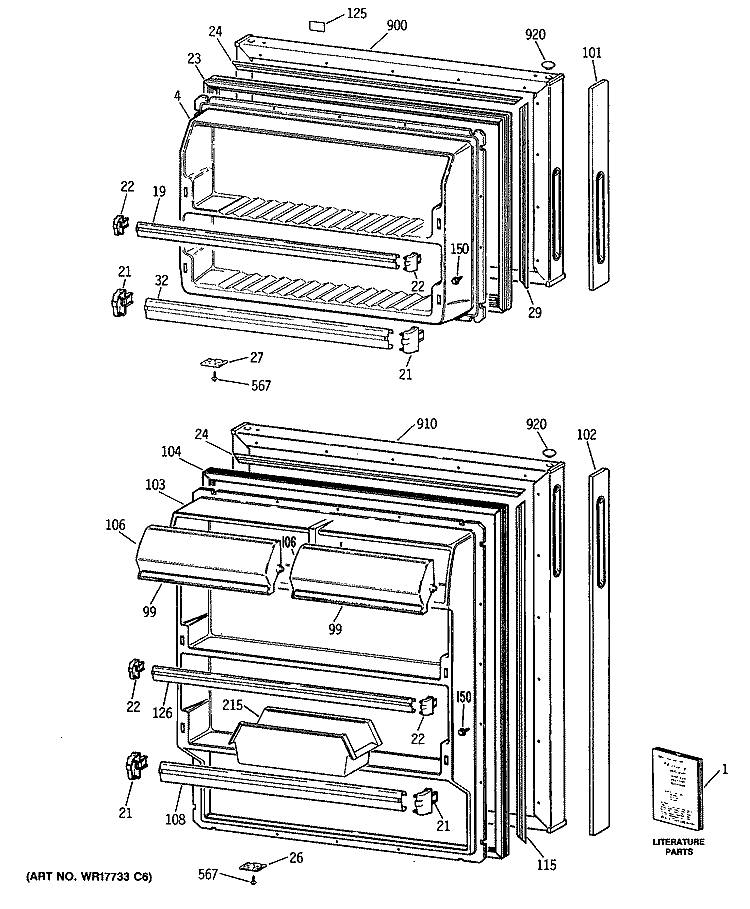 Section Diagram and Parts List for CTX16EYSJRWH  Hotpoint Refrigerator