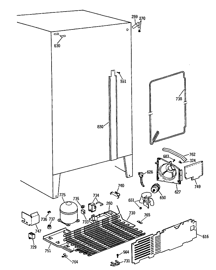 Section Diagram and Parts List for CSX22GASBAD  Hotpoint Refrigerator