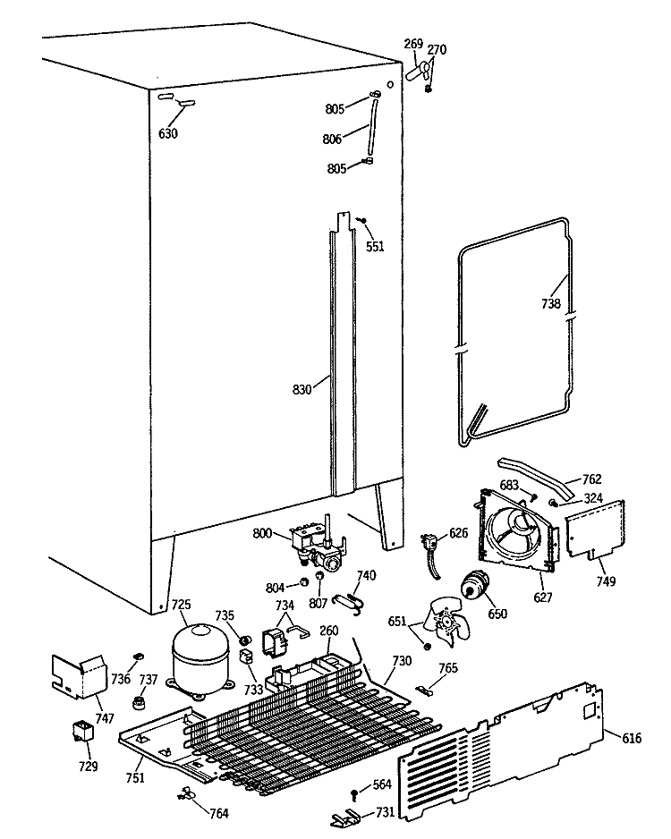 Section Diagram and Parts List for CSX24KWSBWH  Hotpoint Refrigerator