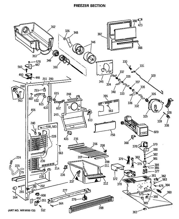 FREEZER SECTION Diagram and Parts List for CSX27DRSBAD  Hotpoint Refrigerator