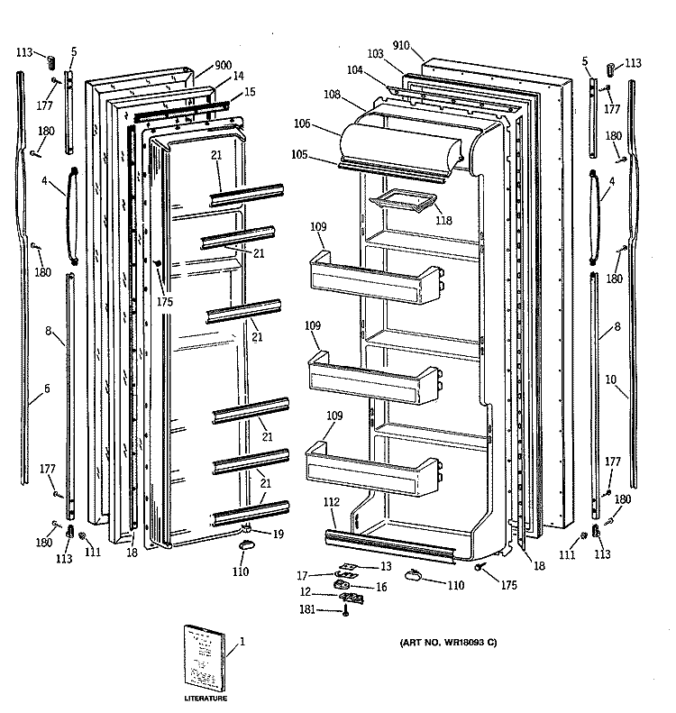 Section Diagram and Parts List for CSC20GASBWH  Hotpoint Refrigerator