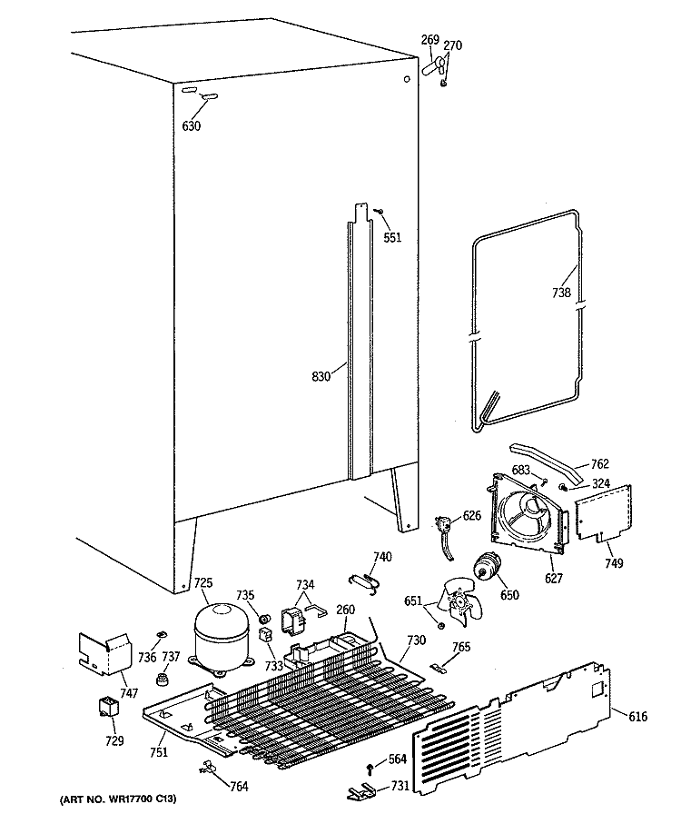 Section Diagram and Parts List for CSC20GASBWH  Hotpoint Refrigerator