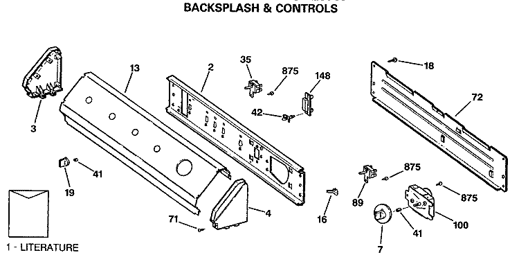 BACKSPLASH & CONTROLS Diagram and Parts List for DLB3600SBLWW  Hotpoint Dryer
