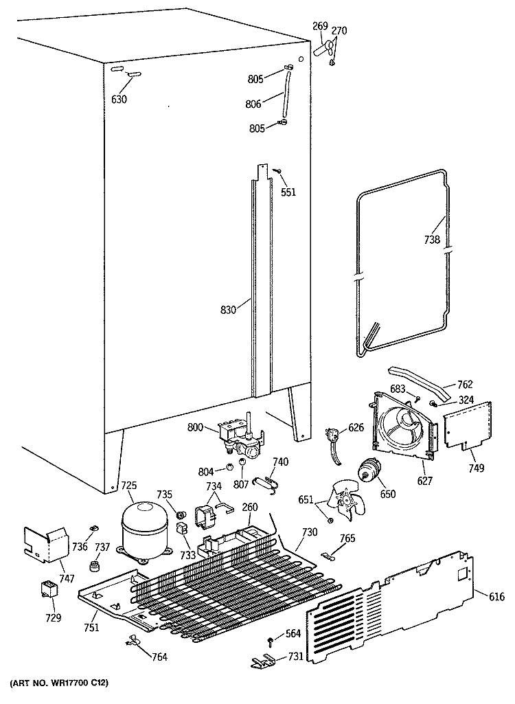 Section Diagram and Parts List for CSX22BRSMWH  Hotpoint Refrigerator