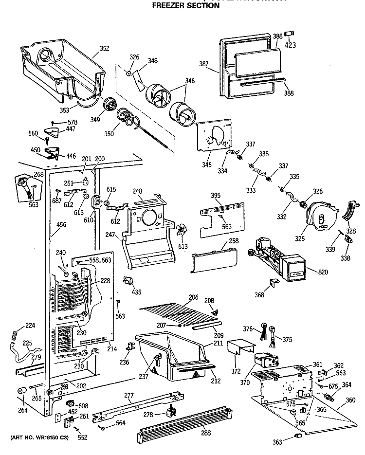 FREEZER SECTION Diagram and Parts List for CSX24KWSMAD  Hotpoint Refrigerator