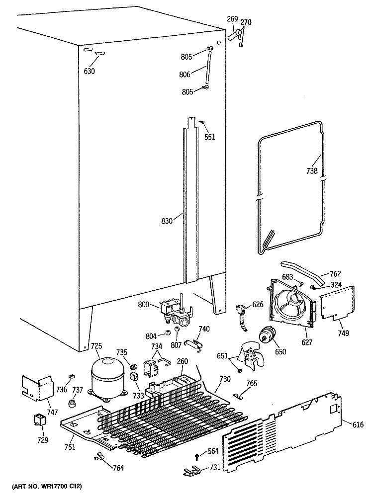 Section Diagram and Parts List for CSX24KWSMAD  Hotpoint Refrigerator