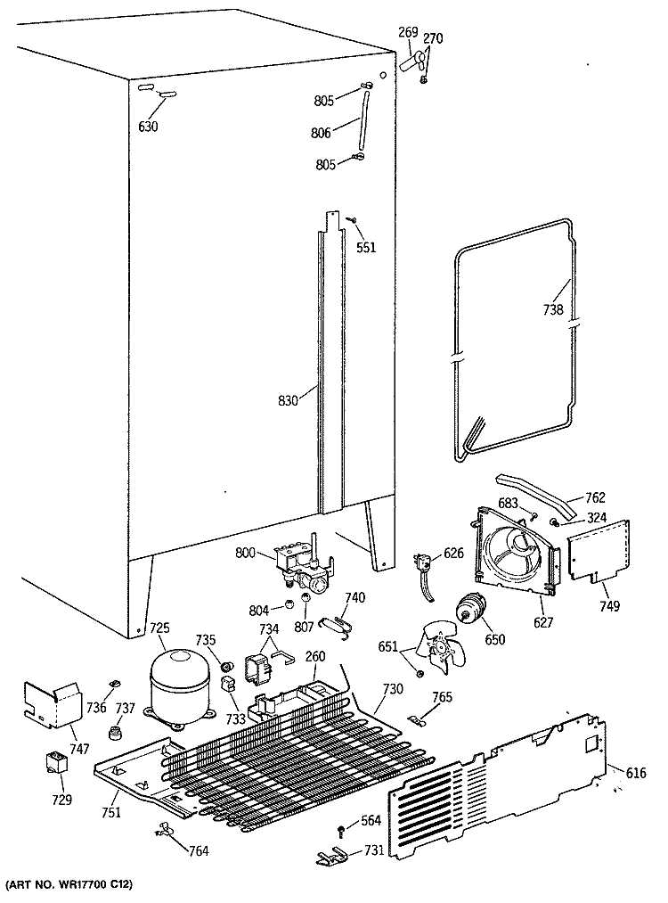Section Diagram and Parts List for CSX22BWTAWH  Hotpoint Refrigerator
