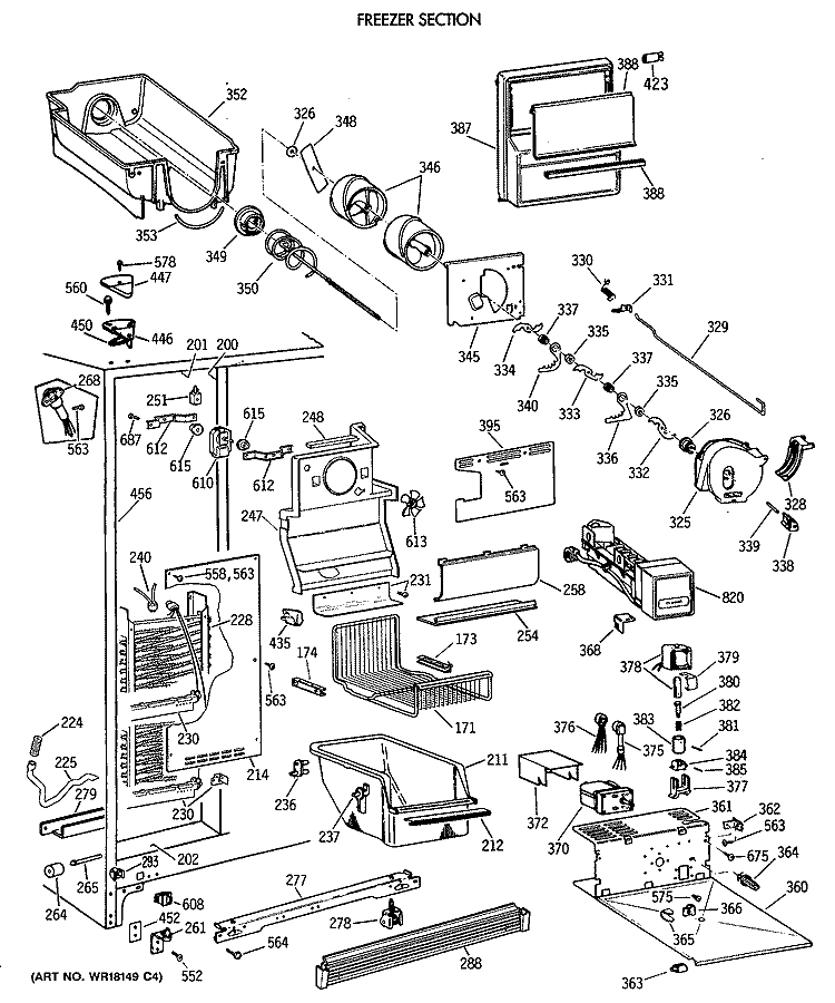 FREEZER SECTION Diagram and Parts List for CSK27PFTCAA  Hotpoint Refrigerator