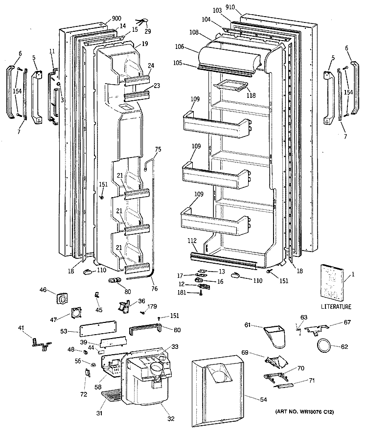 Section Diagram and Parts List for CSH22GRXAAA  Hotpoint Refrigerator