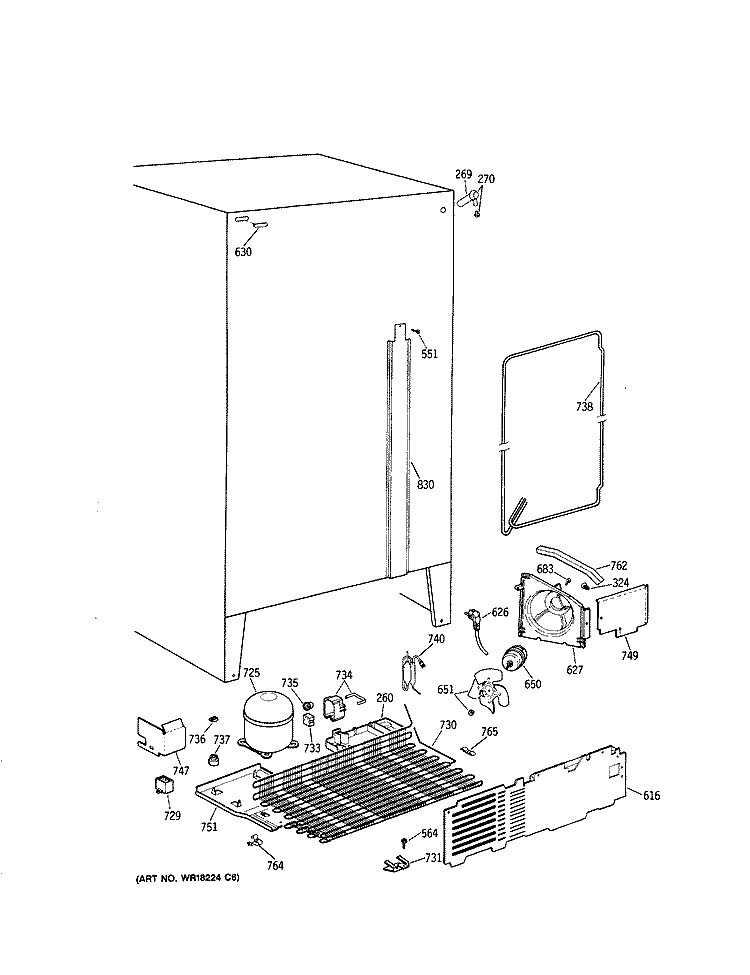 Section Diagram and Parts List for CSX19LAXAWH  Hotpoint Refrigerator