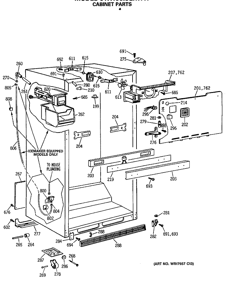 CABINET PARTS Diagram and Parts List for CTX18CISERWW  Hotpoint Refrigerator
