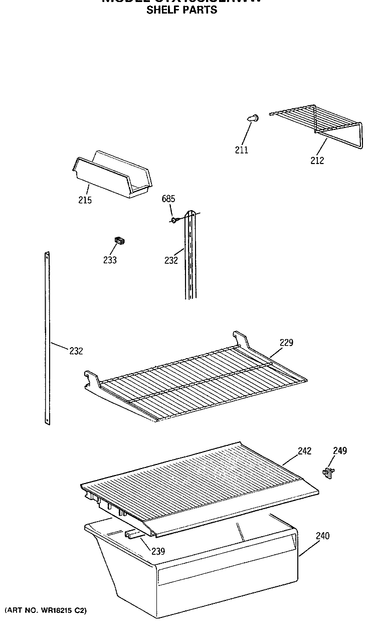 SHELF PARTS Diagram and Parts List for CTX18CISERWW  Hotpoint Refrigerator