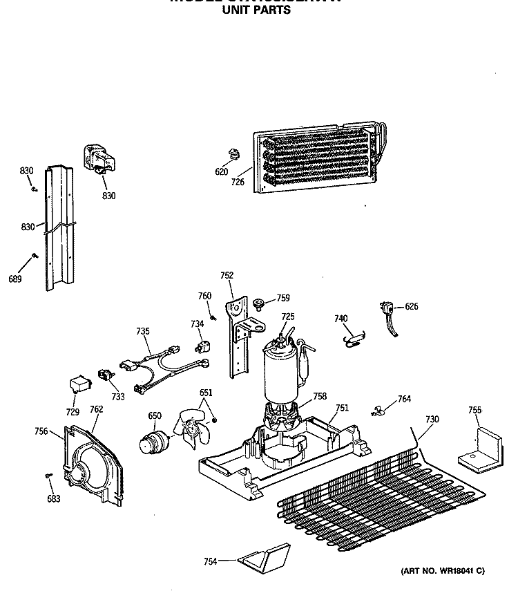 UNIT PARTS Diagram and Parts List for CTX18CISERWW  Hotpoint Refrigerator